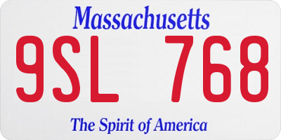 MA license plate 9SL768