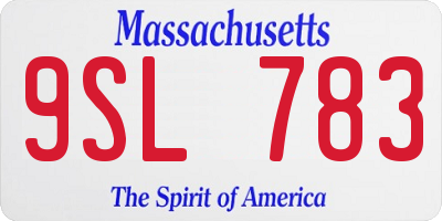 MA license plate 9SL783
