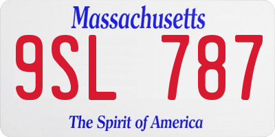 MA license plate 9SL787