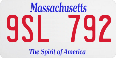 MA license plate 9SL792