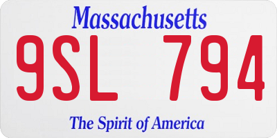 MA license plate 9SL794