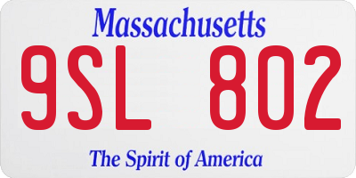 MA license plate 9SL802