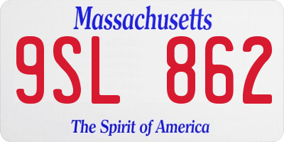 MA license plate 9SL862