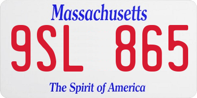 MA license plate 9SL865
