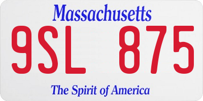 MA license plate 9SL875