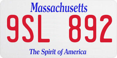 MA license plate 9SL892