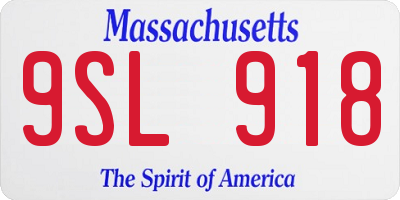 MA license plate 9SL918