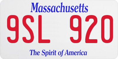 MA license plate 9SL920