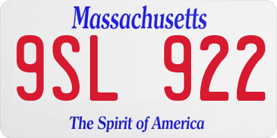 MA license plate 9SL922