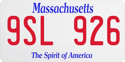 MA license plate 9SL926