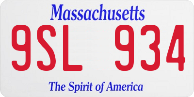 MA license plate 9SL934