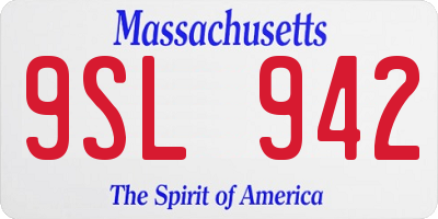MA license plate 9SL942