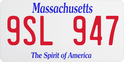MA license plate 9SL947