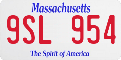 MA license plate 9SL954