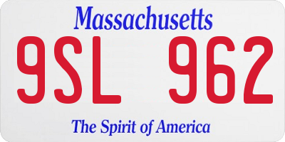 MA license plate 9SL962