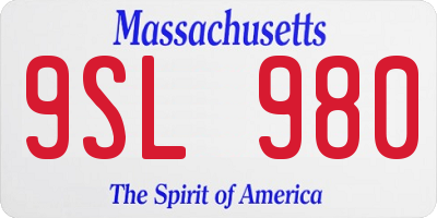 MA license plate 9SL980