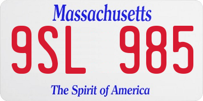 MA license plate 9SL985
