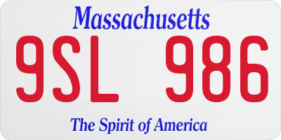MA license plate 9SL986