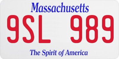MA license plate 9SL989