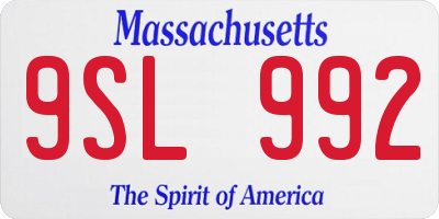 MA license plate 9SL992
