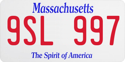 MA license plate 9SL997