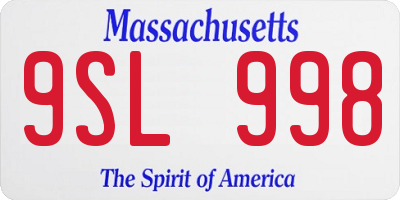 MA license plate 9SL998