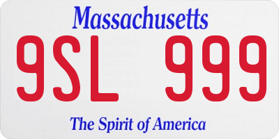 MA license plate 9SL999