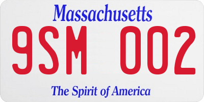 MA license plate 9SM002