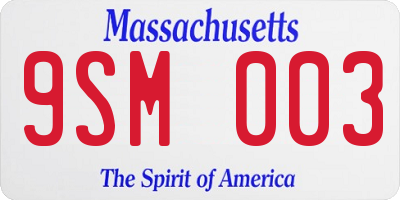 MA license plate 9SM003