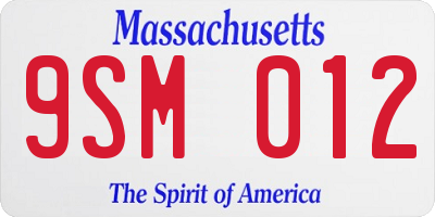 MA license plate 9SM012