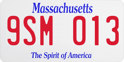 MA license plate 9SM013