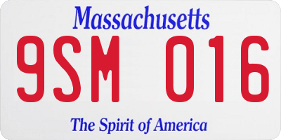 MA license plate 9SM016