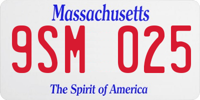 MA license plate 9SM025