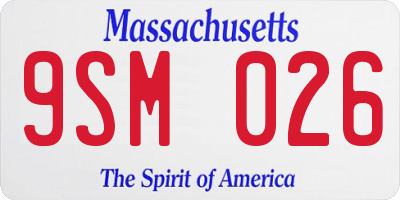 MA license plate 9SM026