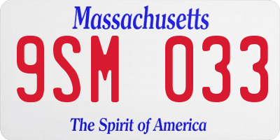 MA license plate 9SM033