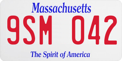 MA license plate 9SM042
