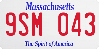 MA license plate 9SM043