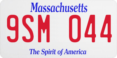 MA license plate 9SM044