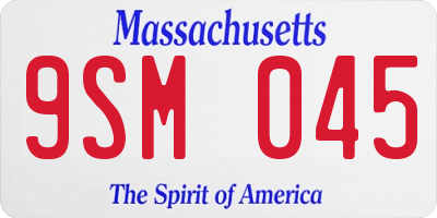 MA license plate 9SM045