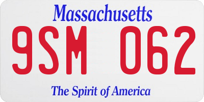 MA license plate 9SM062
