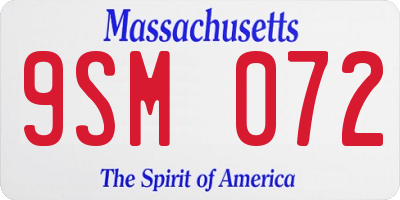 MA license plate 9SM072