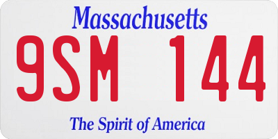 MA license plate 9SM144
