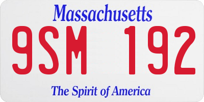 MA license plate 9SM192