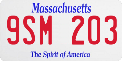 MA license plate 9SM203
