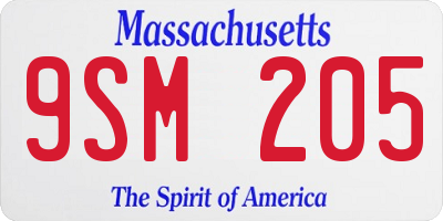 MA license plate 9SM205