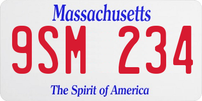 MA license plate 9SM234