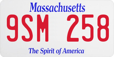 MA license plate 9SM258