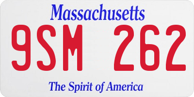 MA license plate 9SM262