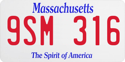 MA license plate 9SM316