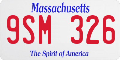 MA license plate 9SM326